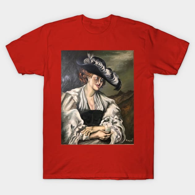 Victorian Lady with Feathered Hat Painting by my Father T-Shirt by CocoBayWinning 